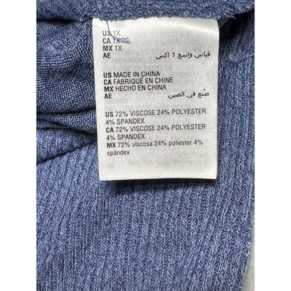 Style & Co Womens 1X Blue V-Neck Long Sleeve Sweater Top  Viscose & Polyester - Picture 16 of 16